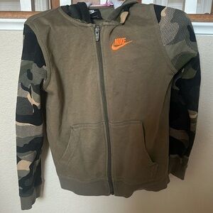 Olive green/camouflage green zip up hoodie